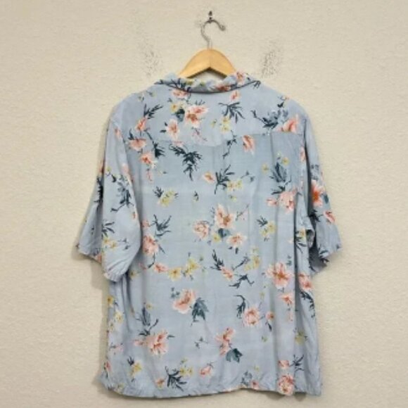 OFFICINE GENERALE Eren SS Floral Print Button-Up Shirt in Blue Multi - Picture 4 of 9